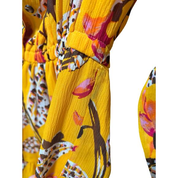 NWT! A.L.C. Jen Long Sleeve Silk Shirtdress Yellow Floral - Picture 11 of 11